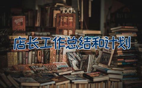 店长工作总结和计划